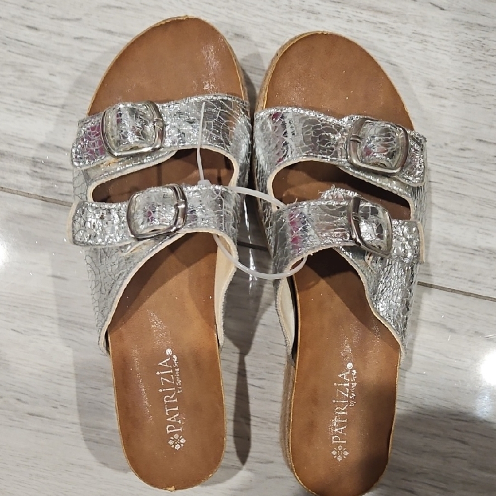 Patrizia Pepe Silver Buckle Sandals